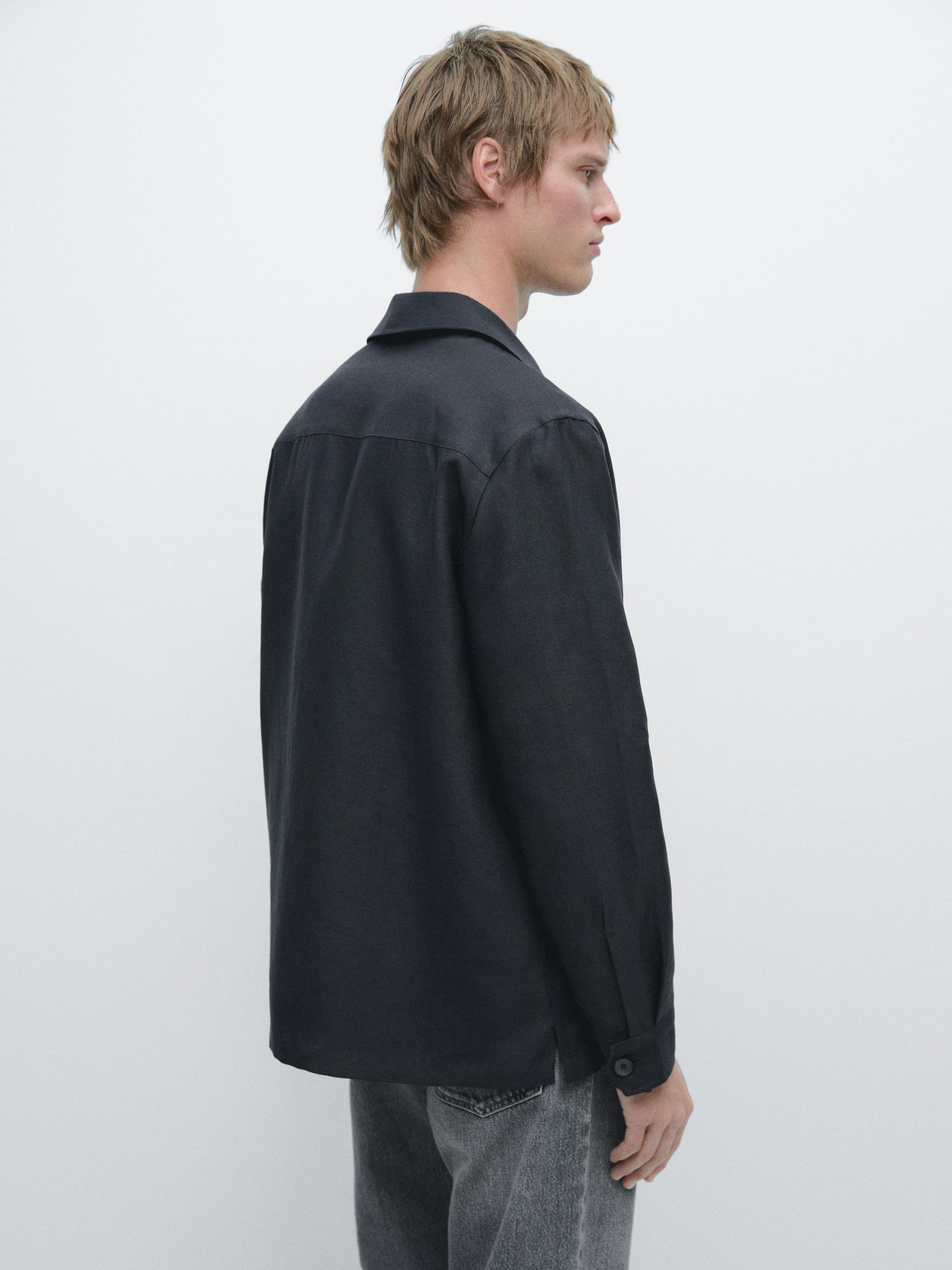 Linen overshirt with pocket details